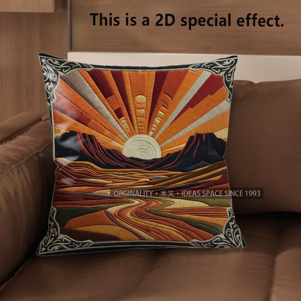 

2D Sunset Desert Landscape Throw Pillow Covers Pattern Cushion Cover Suitable For Sofa Bedroom Car Pillow Cover 40x40cm