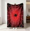 230GSM Flannel Fleece Blanket Red Black Spider Web Goth Horror Halloween Soft Warm Throw Blanket