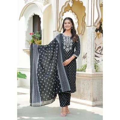 Women Designer Kurta Pant Dupatta Set Salwar Kameez Top Tunic Kurti Party Wear VSO-1750 C