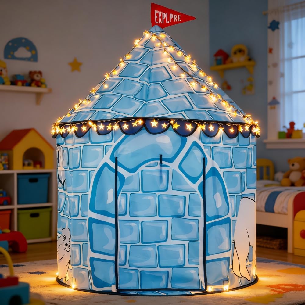 Benebomo Kids with Toy Toy Secret with Storage Bag Tent, Foldable, Lights, Playhouse, Pop-Up Children's Tent, Tent, Indoor/Outdoor, Storage, Base,