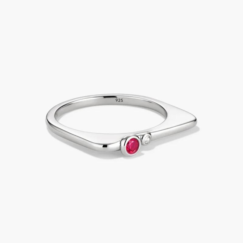 New Minimalist CopperChevron Ring for Women, Birthstone & CZ Accent, Stackable Statement Daily Jewelry Gift