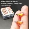 21Pcs(with Flies Box) Fly Fishing Flies Artificial Wet Fly Red Wet Flies Nymph Bait for Fishing Trout/Perch/Salmon Fishing Lure