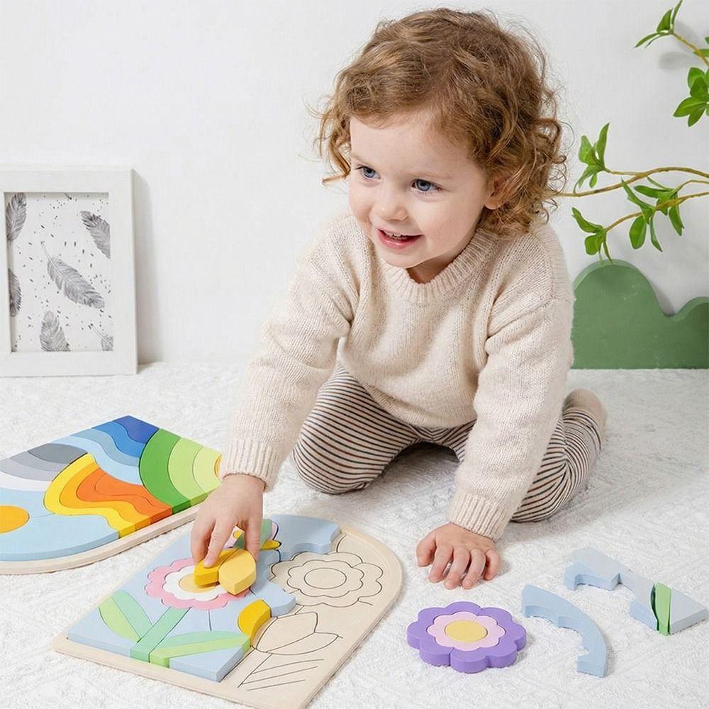Irregular Shapes Wooden Rainbow Blocks Wood Irregular Puzzles  Preschool Learning