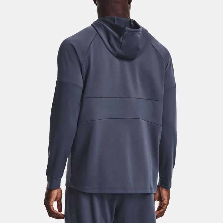 Under Armour Rush Series Solid Color Hooded Pullover Sports Sweatshirt Men Sweatshirt Gray 1370450-044