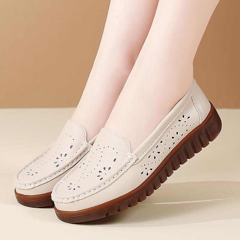 Women's Summer Loafers Leather Driving Moccasins Comfort Flats Casual Slip On Plus Size Shoes for Girl
