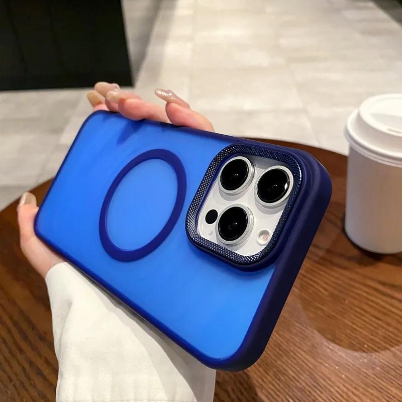 Luxury Matte Magsafe Wireless Charge Phone Case For iPhone 14 13 12 11 15 16 Pro Max Plus Soft Magnetic Bumper Protection Cover