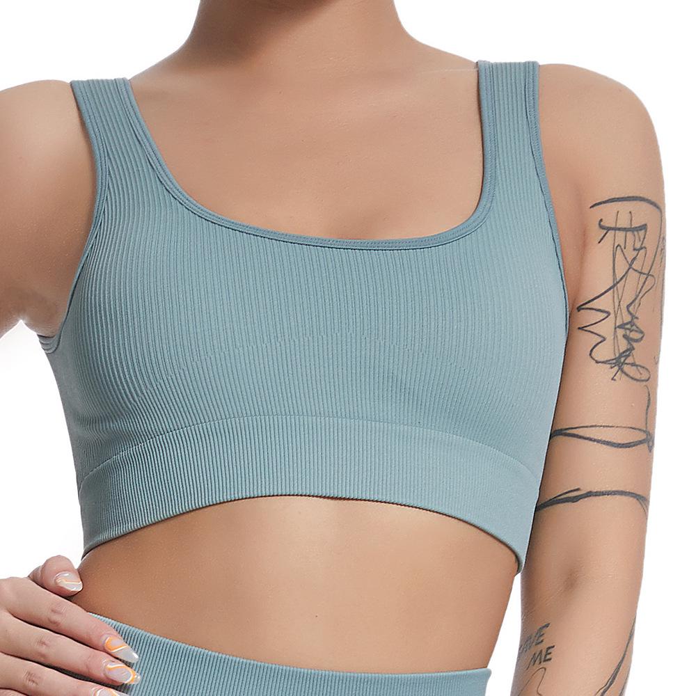 Hot-Selling Women's Seamless V-Neck Yoga Tank Top - Ribbed, High Elastic & Shockproof Sports Bra