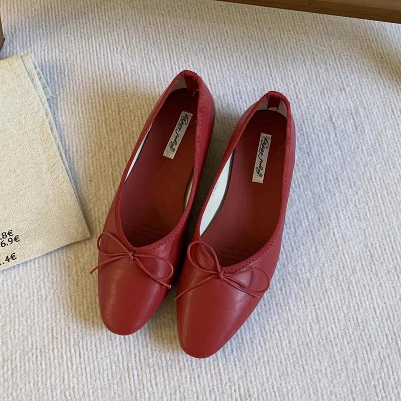 Fashion SUOJIALUN 2025 Spring New Women Flat Shoes Fashion Round Toe Bow-knot Slip On Ladies Ballerina Soft Flat Heel Dress Boat Shoes