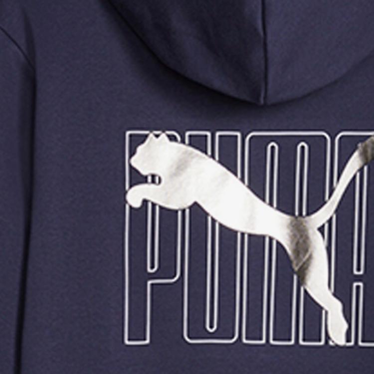 Puma Letter Print Hooded Full Zip Sweatshirt Men Sweatshirts Navy-Blue 678377-06