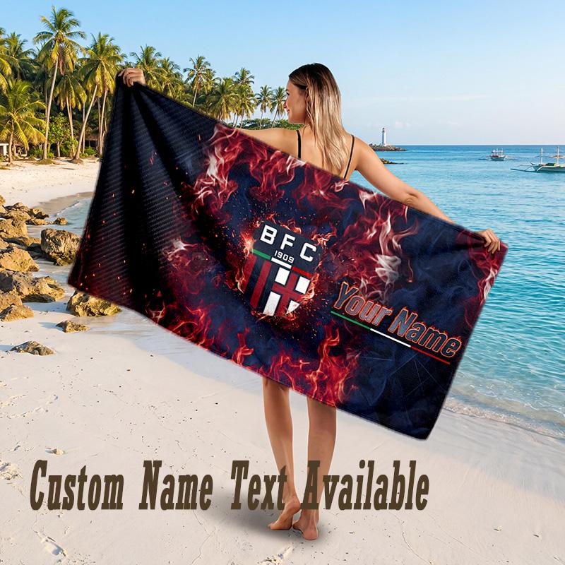 Bologna FC Design Beach Towel Custom Text Large Towel for Beach Vacation