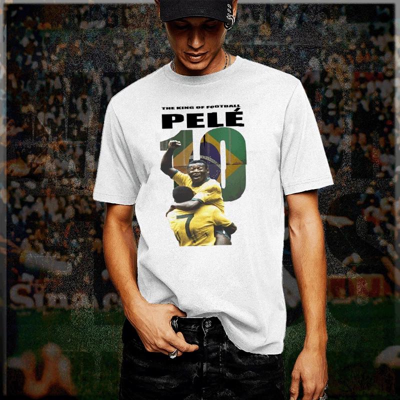 Soccer t-shirt Pele Football Legend World Cup, Brazil, new white tee, S-3XL L