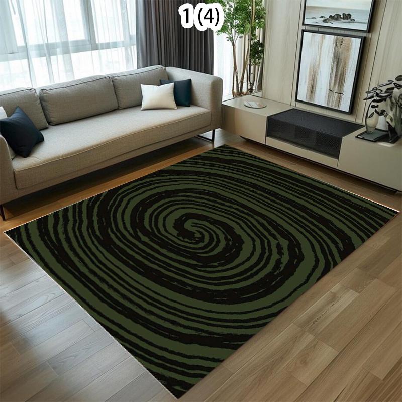 Green Abstract Wave Area Rug Non-Slip Washable Floor Mat Dark Doormat Natural Boho Carpet for Living Room Bedroom Minimalist