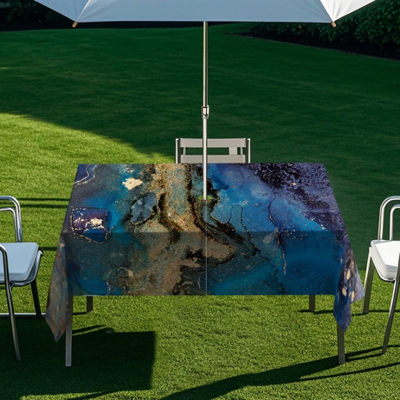 Outdoor Rectangular Table Cover With Starry Sky Sand Flow Waterproof Elastic Edge Patio Garden Dining