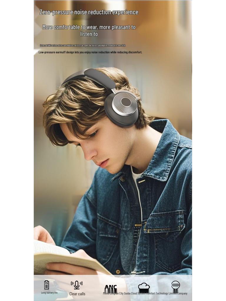 2026 Best-Selling Dual-Feed Noise-Cancelling Over-Ear Bluetooth Headphones for Apple & Huawei - Super Long Battery Life