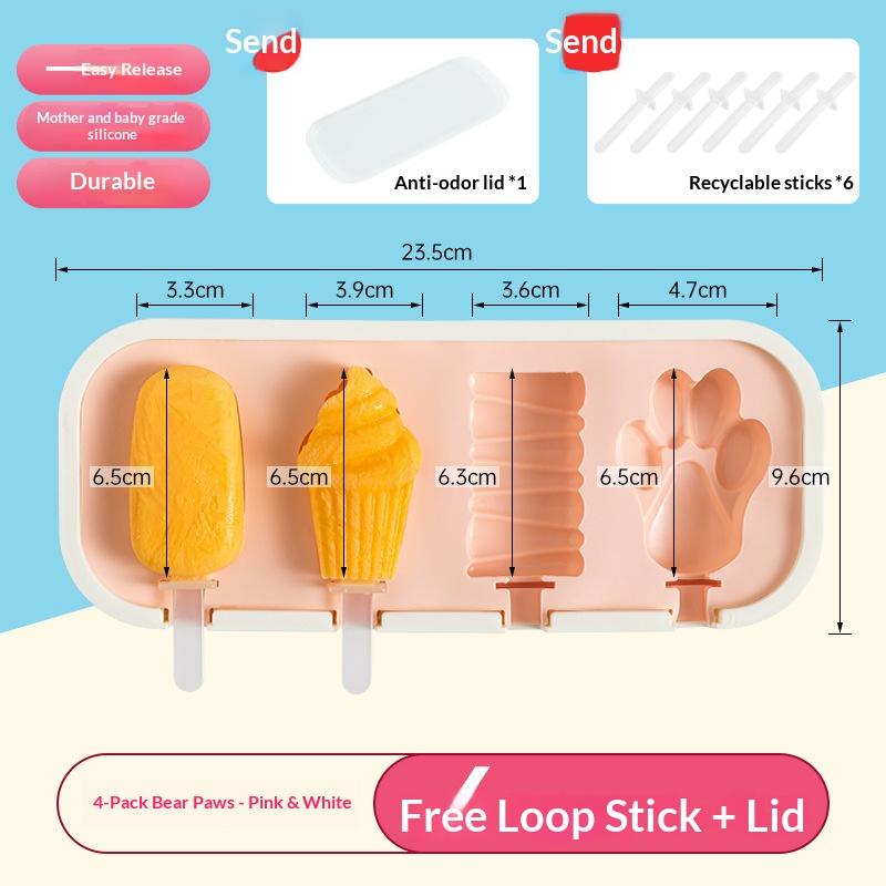 Cute Silicone Popsicle Molds Food Grade Homemade Ice Pop Stick Ice Cream Cheddar Cheese Stick Mould for Home