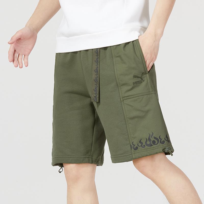 Puma Ss23 Tribute To Chinese Culture Flame Print Fitness Training Sports Casual Shorts Men Shorts Army-Green 621924-73