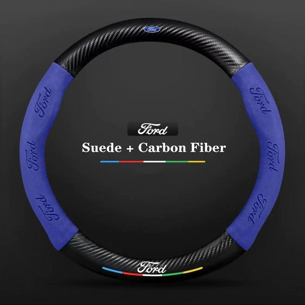 DIPE4 Ford ST EXPLORER EDGE Fiesta Focus Mondeo F150 Fusion Mustang Kuga Ranger Car Anti-Slip Suede Carbon Fiber Steering Wheel Cover
