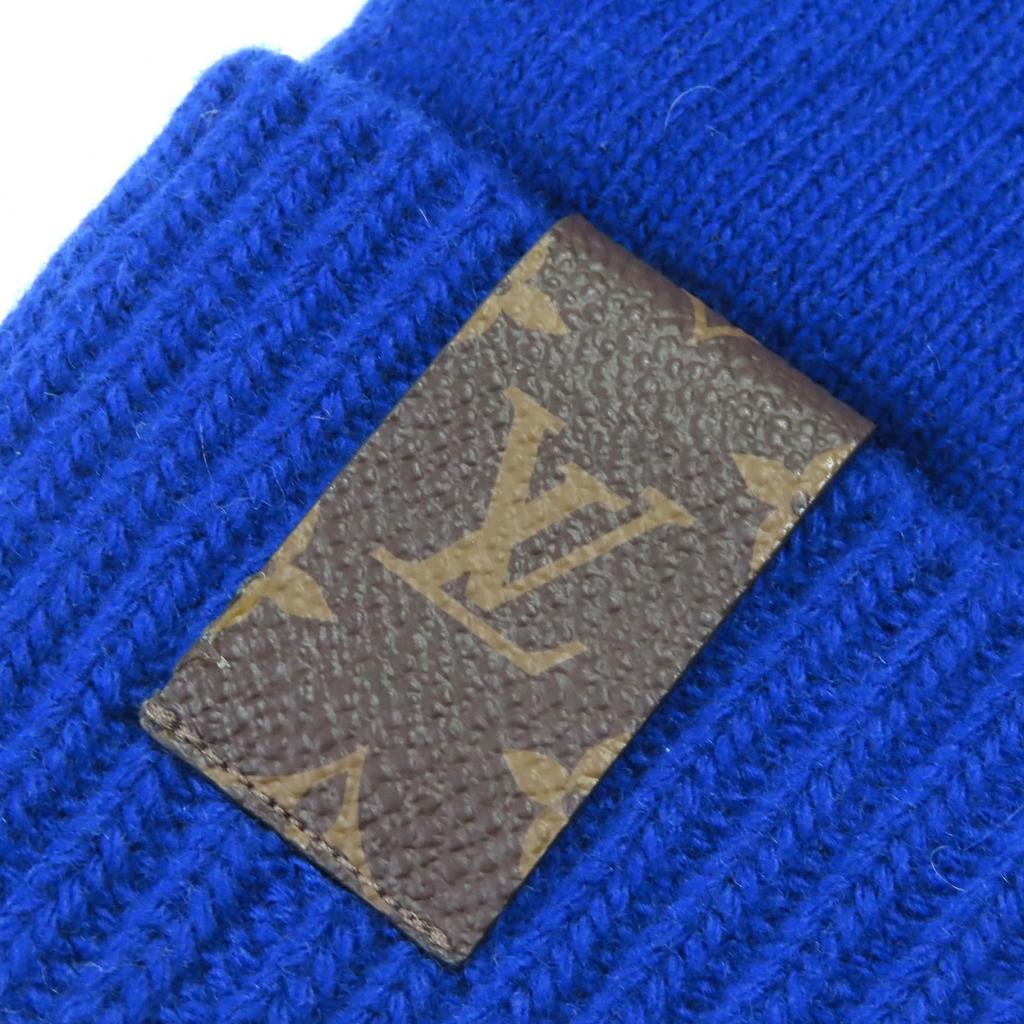 Excellent LOUIS VUITTON gloves LV medallion maille glove blue wool Women S Used