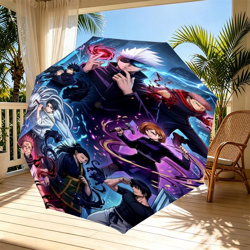Parapluie Automatique Ouverture Fermeture Impression Demon Slayer, Parapluie Pliable Portable, pour les Trajets Extérieurs, les Voyages en Camping, Cadeau d'Anniversaire Idéal