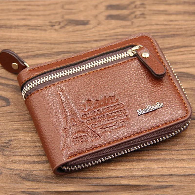 Мужской кожаный кошелек Настоящий кошелек Винтажный короткий мужской кошелек Кошелек-монетница Мужской кошелек Сумка для денег Держатель для карт Мягкие кошельки Cartera коричневый