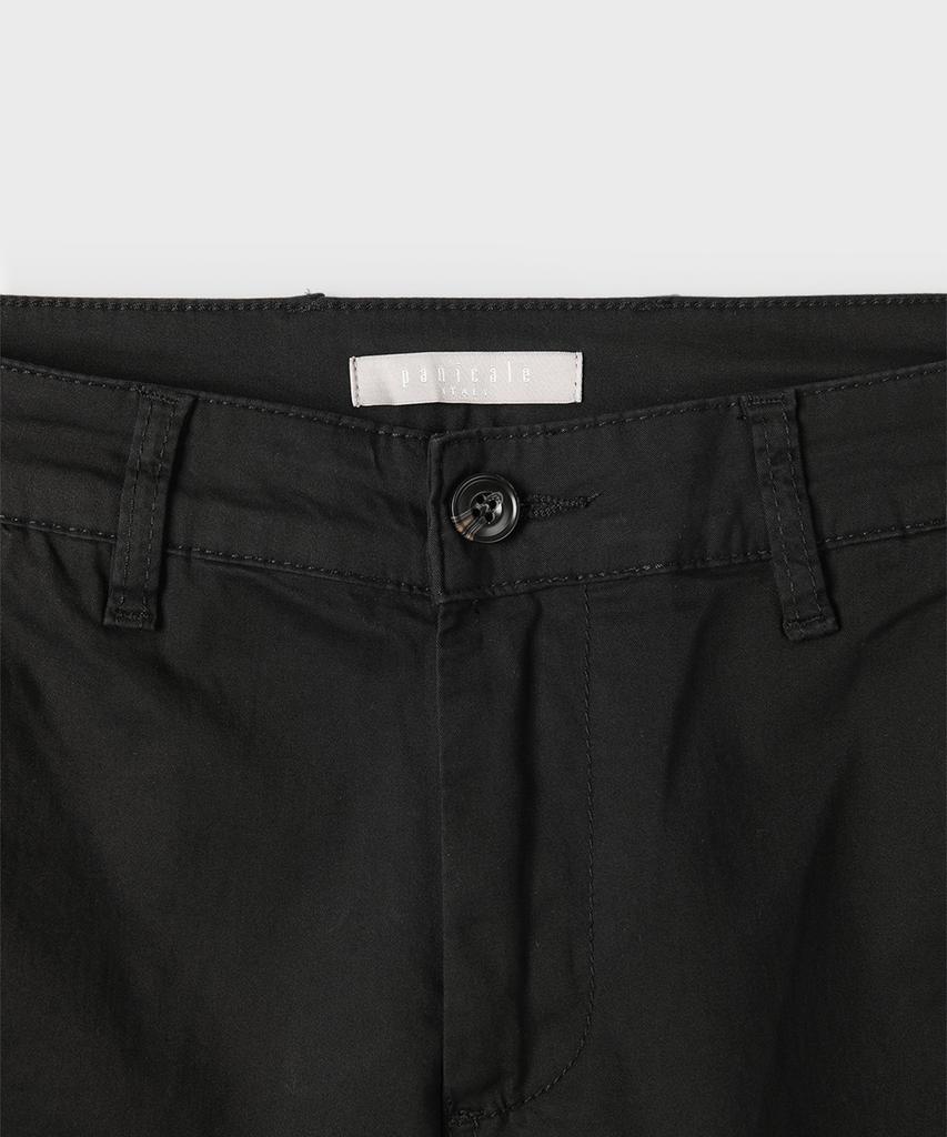 PANICALE Black Regular Slim Fit Cotton Pants