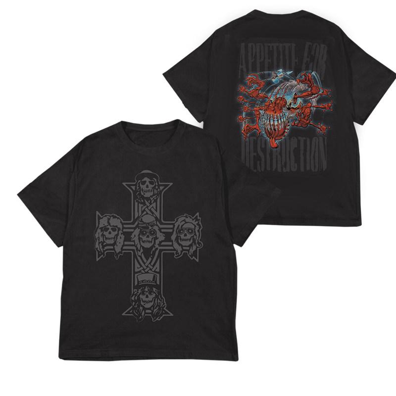 

Hot 2026 New Design GUNS N ROSES Band Mens Retro LooseSleeved TShirt 2XL