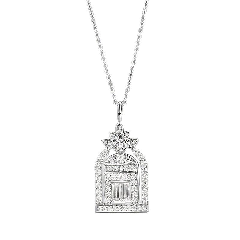 Hui Zhiyi S925 Silver Happy Door Castle Necklace - Versatile, High-End Design