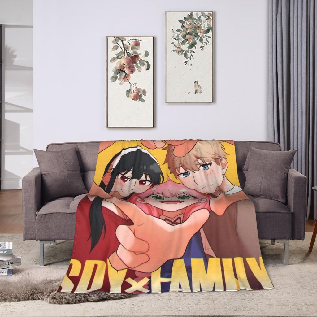 S-Spy X Family  Anya Forger  Flannel Blanket Throw Blanket for Living Room Travel Office Street Trend Bedspread Sofa Bed Cover