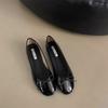 2025 new niche round head ballet shoes flat bow light mouth single shoes French retro patent leather small red shoes