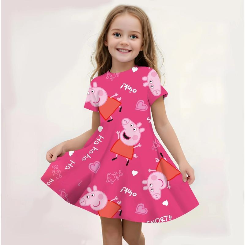 Summer Casual Kids Dress Peppa Pig Cute Cartoon Print Fashion Beach