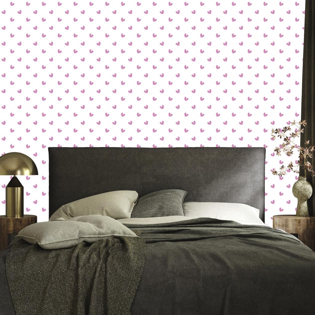 Heart Wallpaper White, Powder Pink and Purple 50x1000
