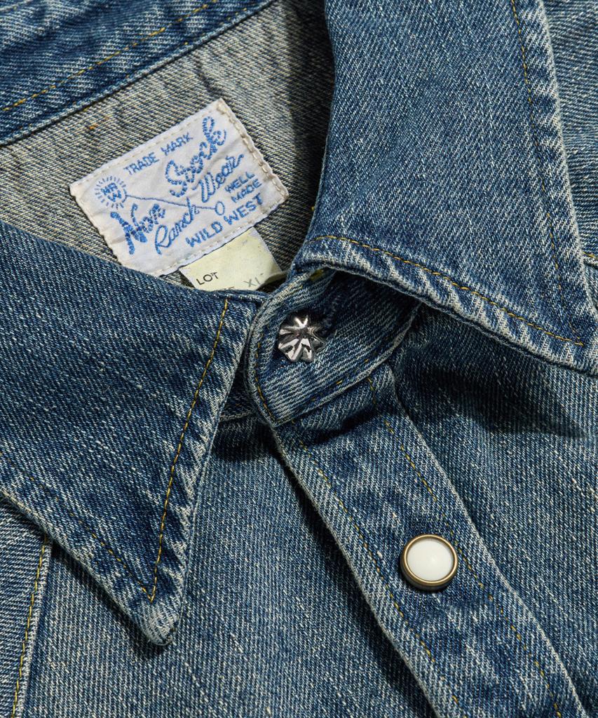 Beulonseun 1950er Jahre Slub-Denim Westernhemd