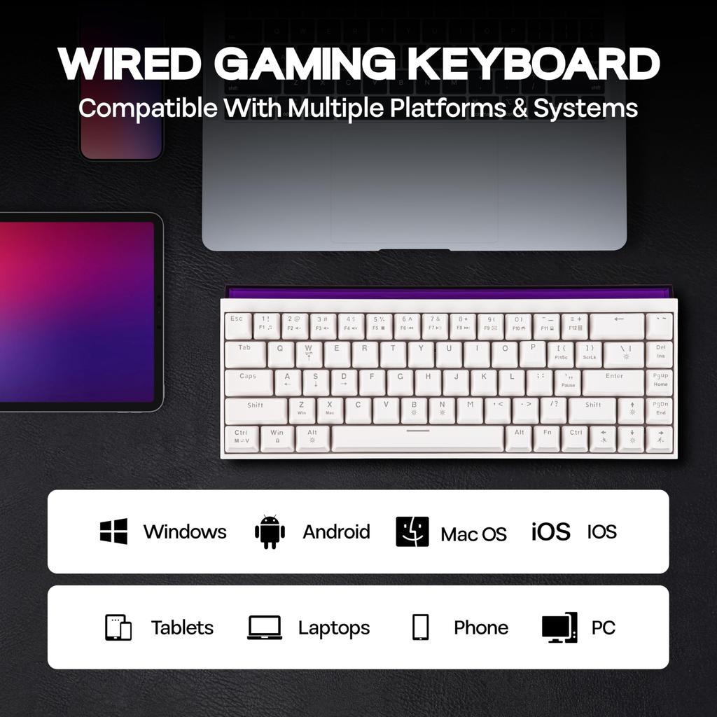 MechLands AJAZZ NK68 Wired Gaming Keyboard with Compact Mechanical Compatible with Lightbox, 65% Keyboard, Hot-Swap Compatible, Shine-Through Keycaps,