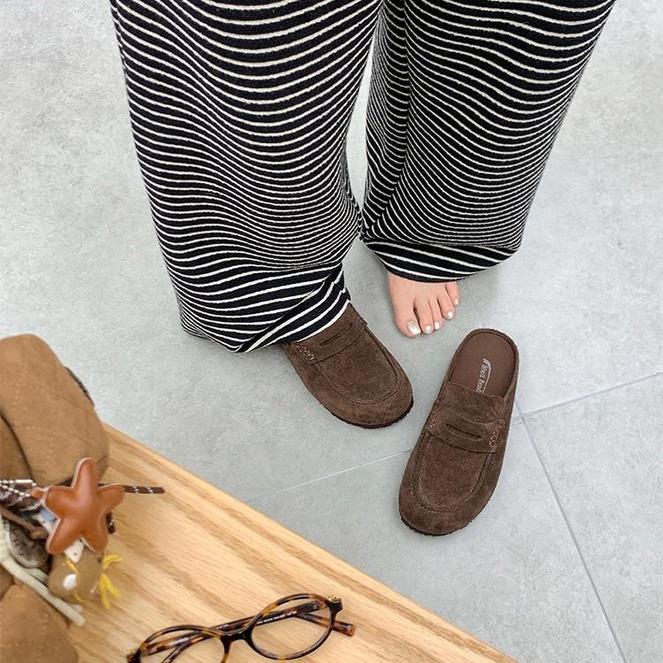 [Lan Cabinet] Old Money Bread~ Autumn and Winter Inner Height Increase Baotou Birkenloafer Single Shoes Women's Half Slippers Women's External Wear