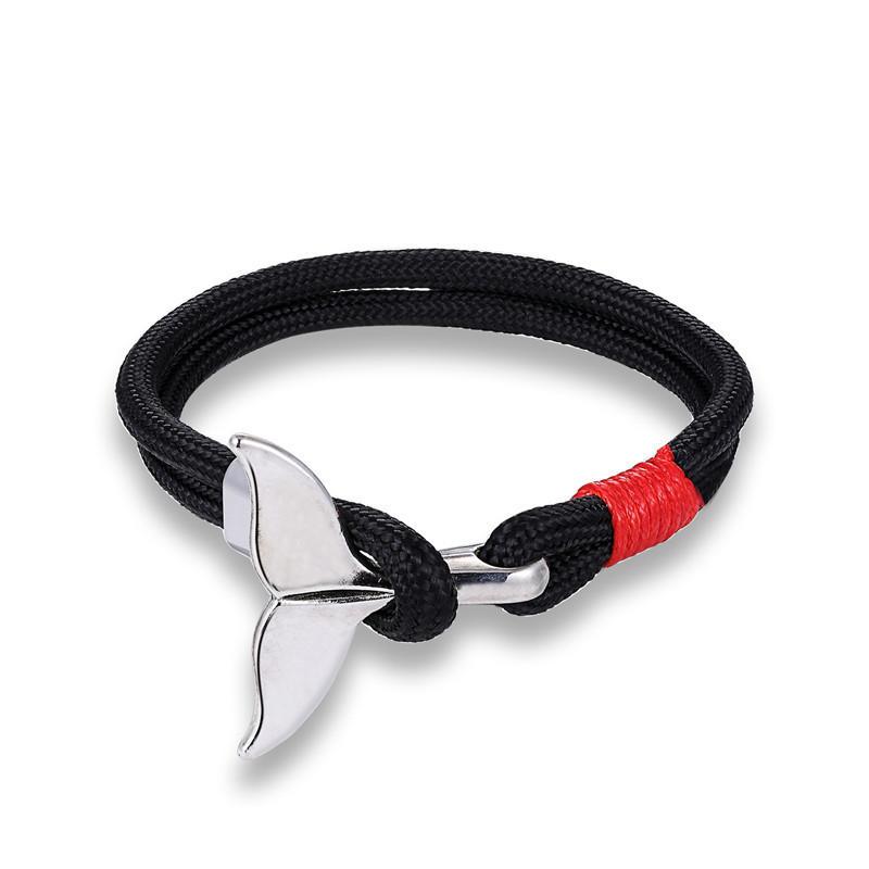 

Anchor Ocean Whale Tail Bracelet Umbrella Rope Handmade, Male And Female Couples Rope чорний