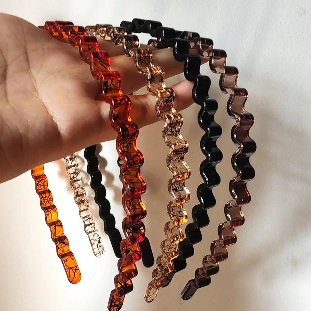 Fashion Wave Black Unisex Bezel Hairbands Headbands for Women Men Girls Vintage Hoop for Washface Tool Hair Bands Accessories