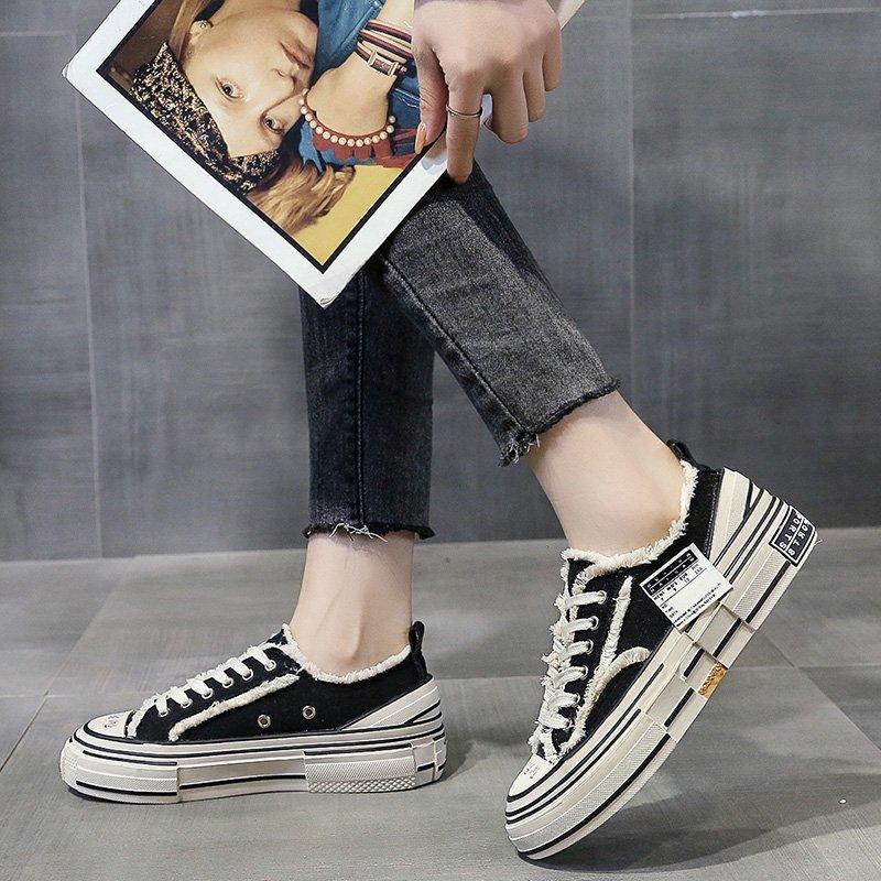 Wu Jianhao joint canvas shoes of the same style, thick-soled low-top beggar shoes, board shoes autumn women's shoes