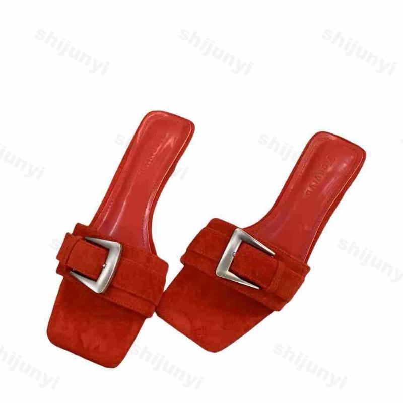 Fashion Belt Buckle Designed Open Toes Square Head Fashion Slipper for Women 2025 Summer Elegant Outdoor Comfortable High-heeled Sandals
