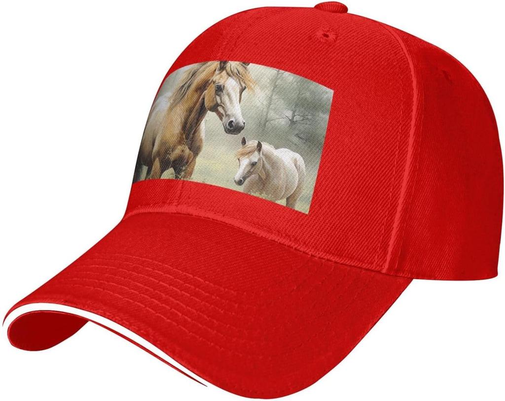 Horse Print Baseball Cap Adjustable Polyester Casual Summer Outdoor Golf Dad Hat