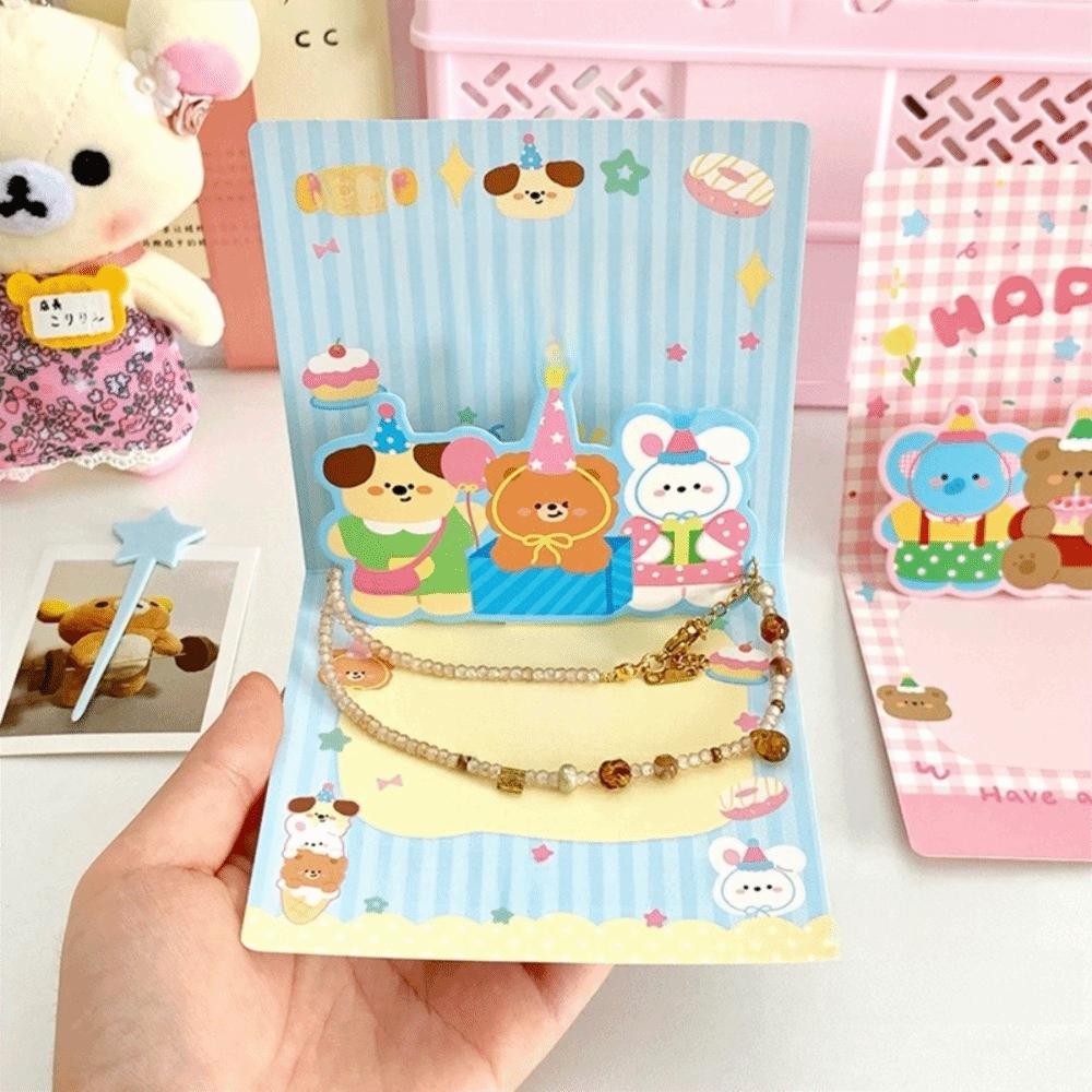 Pop Up Style 3D Birthday Card 3D Stereoscopic Cartoon Design Postcard Folding Card Handwritten Style Gifts Card DIY Gifts