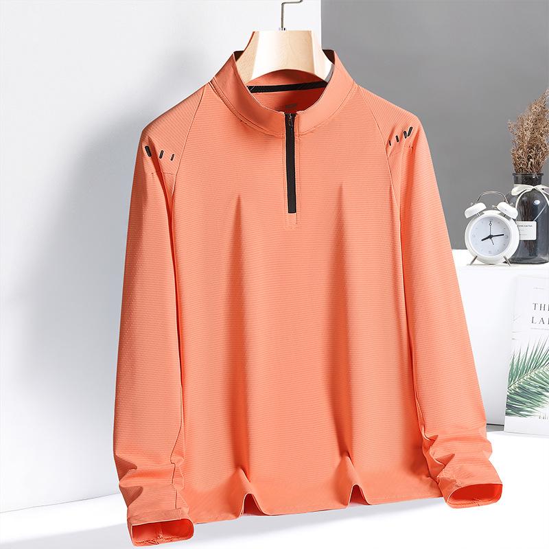 Schnelltrocknende Kleidung Herren Langarm Schnelltrocknende T-Shirts Sport Stehkragen Elastisch Atmungsaktiv Schnelltrocknend Hochelastische Kleidung