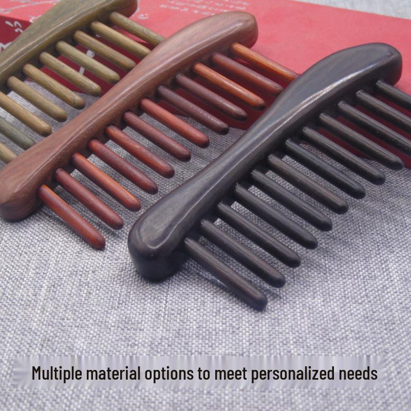 Green Sandalwood Solid Wood Meridian Hair Comb for Scalp Health and Hair Growth