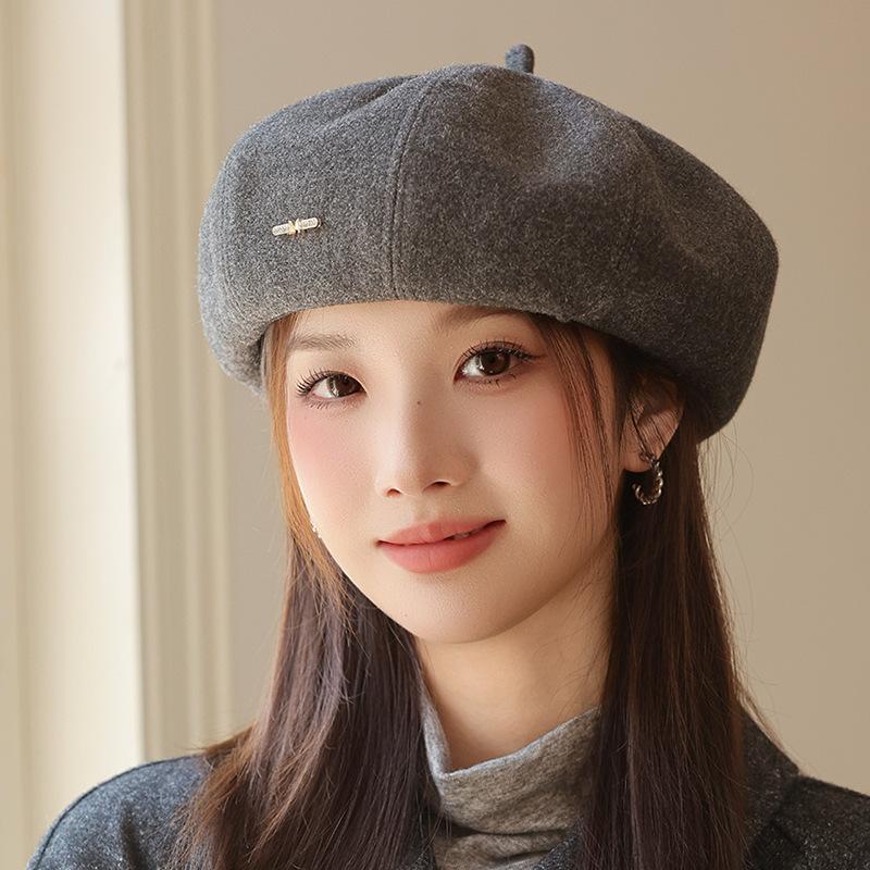 Korean Style Hat for Women In Autumn and Winter New Retro Beret Casual All Match Octagonal Hat Big Head Circumference Showing Face Small Painter Hat