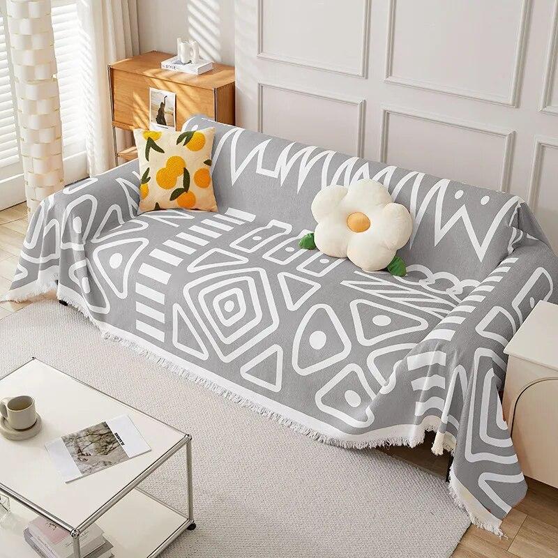 

Одеяло для дивана с геометрическим принтом, синель, цельное диванное полотенце, пылезащитное, против царапин, многоцелевое диванное полотенце для гостиной 90x180cm 1pcs