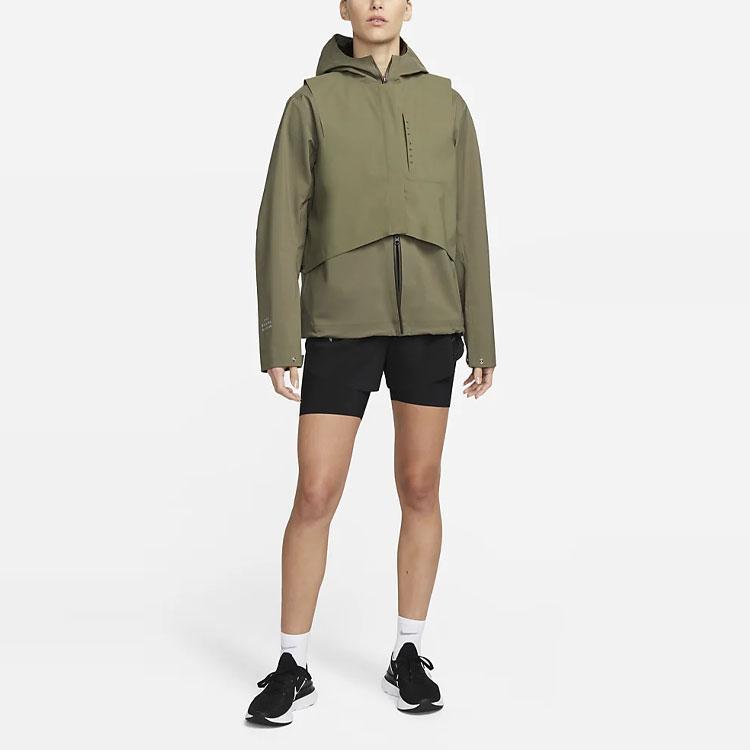 Nike Storm-FIT Run Division Reversible Hooded Jacket With Logo Print Women Jacket Olive-Green DV1247-222