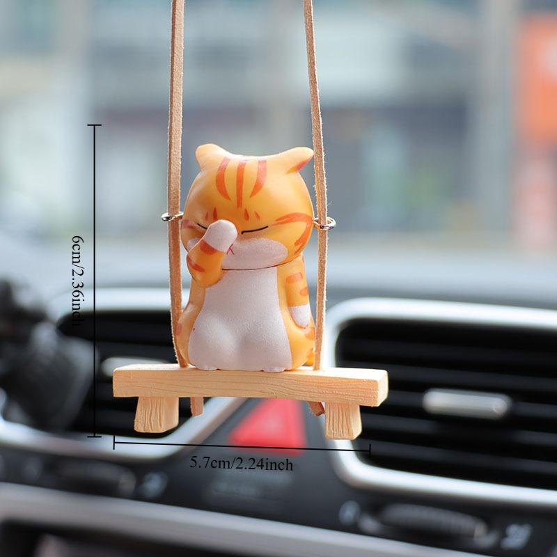Couvre-visage Créatif Chat Suspendu Accessoires de Voiture Pendentif Décoratif Mignon Pendentif de Voiture jaune
