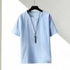 Summer Men Top O Neck Loose Short Sleeves Solid Color Thin Pullover Elastic Casual Mid Length Pullover Daily Sport T-shirt