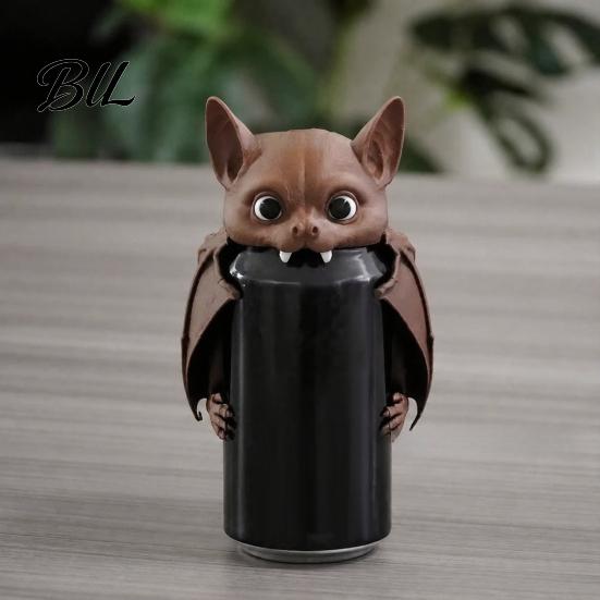 Camping Beer Can Toppers 3D Printed Bat Cover, Reusable Soda Protector Lid, Cute Animal Practical Stocking Stuffers for Coworkers Drink Dust