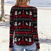 Women's Fashion Casual Long Sleeve Christmas Printed Round Neck Top