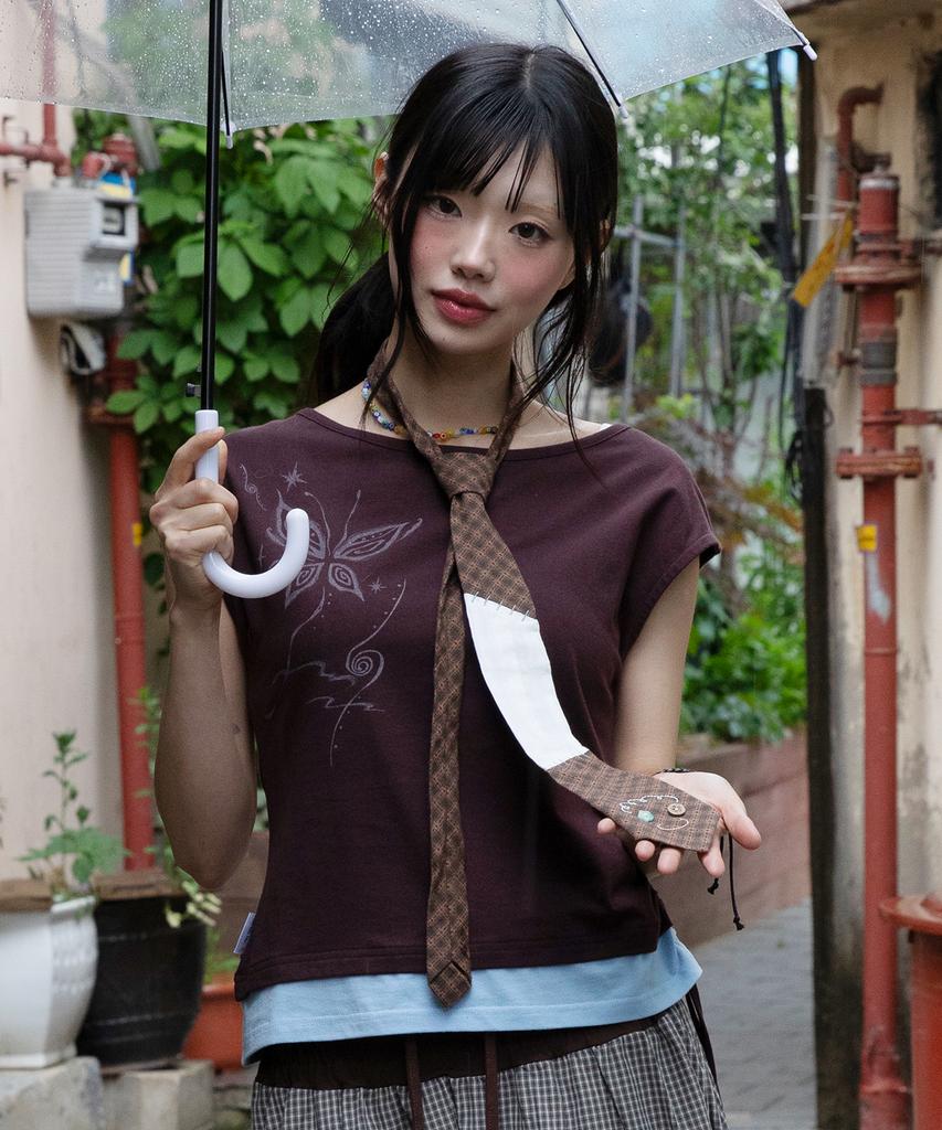 RuNaKi'Hu' Wxac026 Tsunagi Check Tie (Brown)